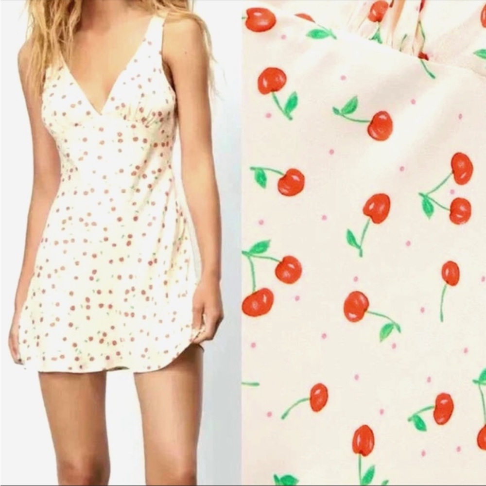 Zara cherry satin slip dress!